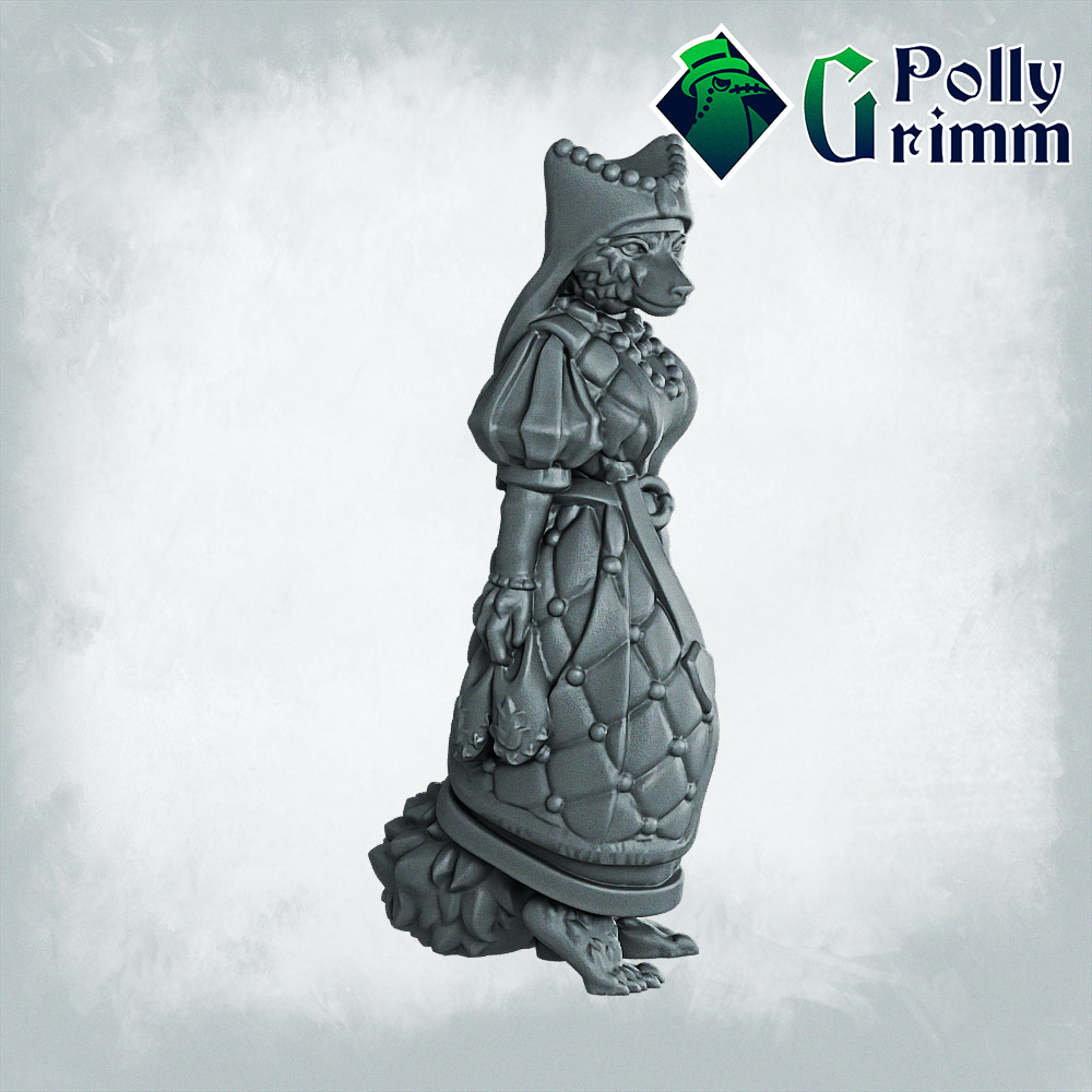 Fantasy and historic miniatures for tabletop games. Lupin set. Three form, beastman. Noble lady